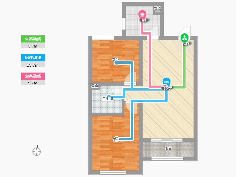 天海容天下2室2廳1衛(wèi)1廚88㎡動靜線圖