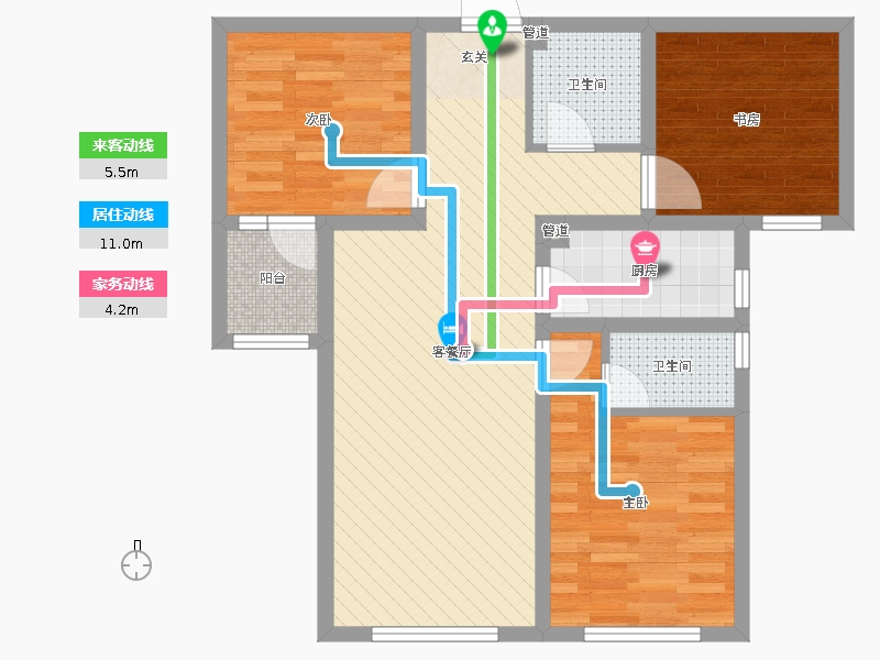 天海容天下3室2廳2衛(wèi)1廚110㎡動靜線圖