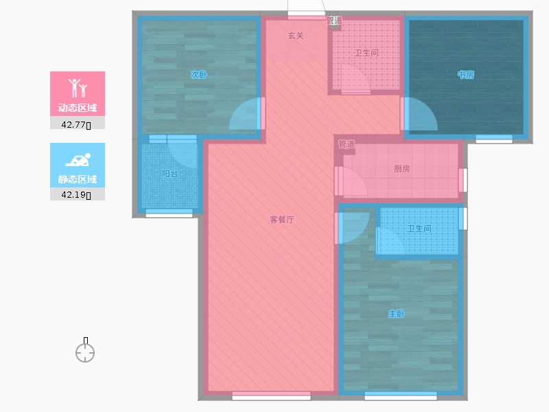 天海容天下3室2廳2衛(wèi)1廚110㎡動靜分區(qū)圖