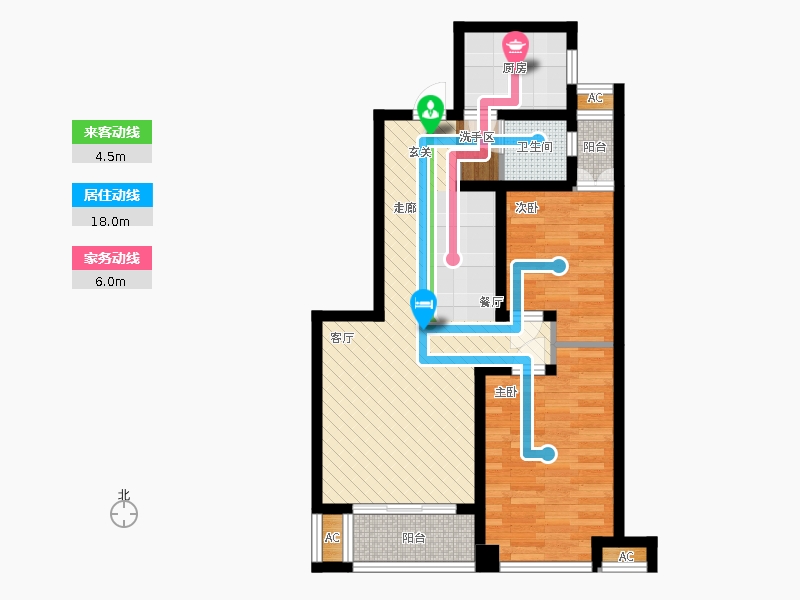 潤德天悅城2室0廳1衛(wèi)1廚97㎡動靜線圖