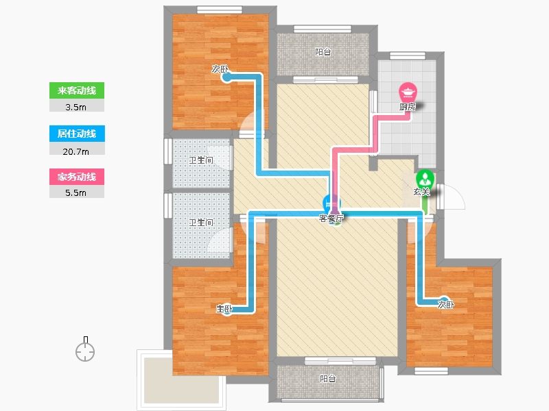 潤(rùn)德天悅城3室2廳2衛(wèi)1廚128㎡動(dòng)靜線圖