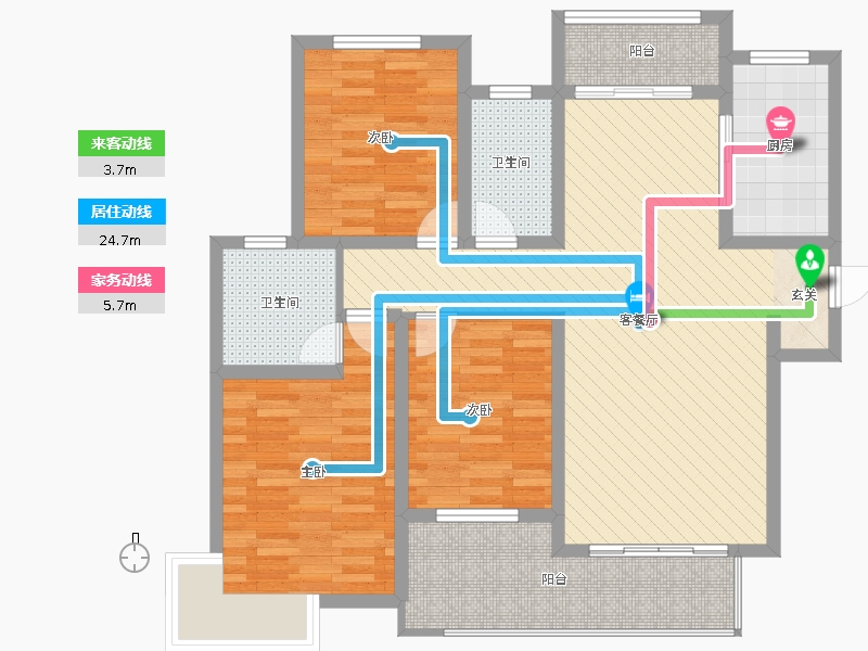 潤(rùn)德天悅城3室2廳2衛(wèi)1廚133㎡動(dòng)靜線圖