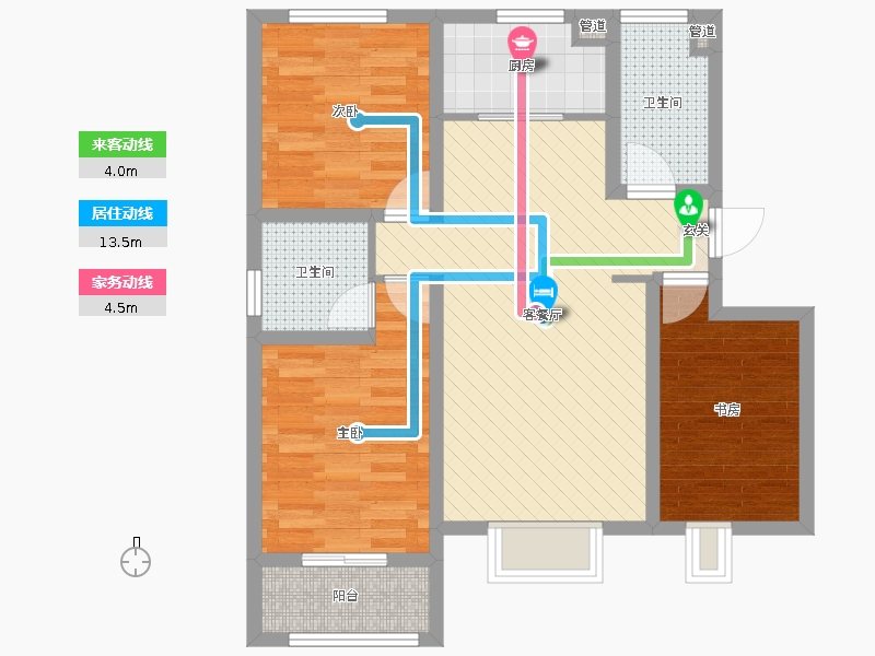 中山尚城3室2廳2衛(wèi)1廚113㎡動(dòng)線(xiàn)圖