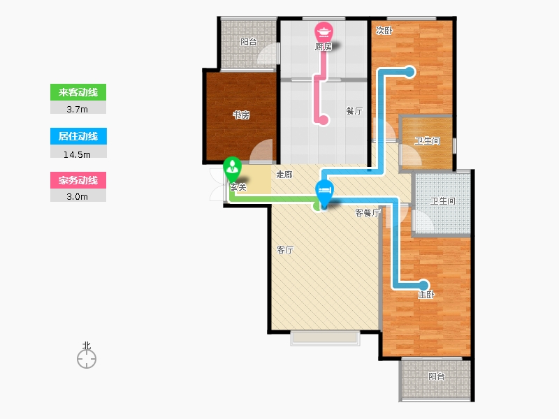 鑫界9號院3室1廳2衛(wèi)1廚118㎡動靜線圖
