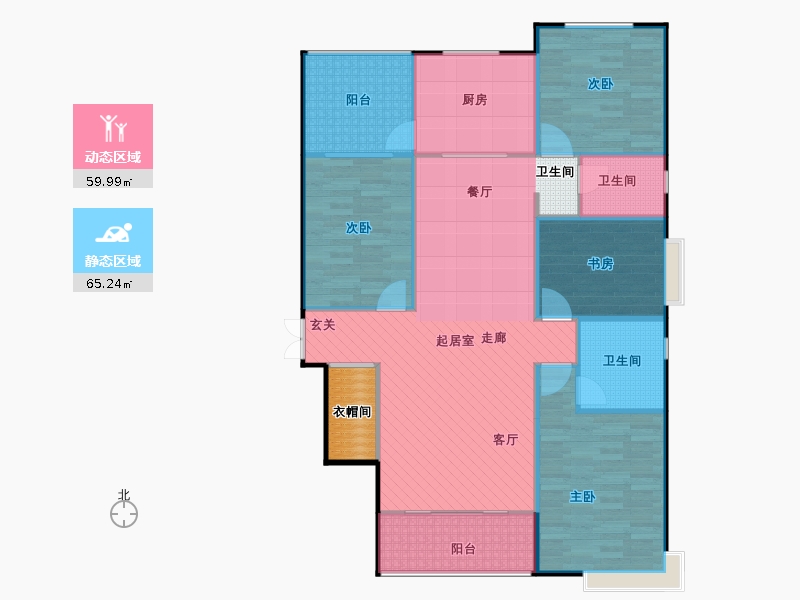 鑫界9號院4室2廳2衛(wèi)1廚166㎡動靜分區(qū)圖