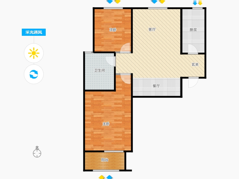 百島綠城2室2廳1衛(wèi)0廚103㎡采光通風(fēng)圖