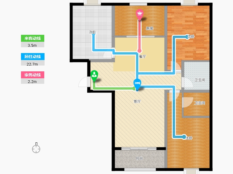百島綠城3室2廳2衛(wèi)1廚131㎡動(dòng)線圖