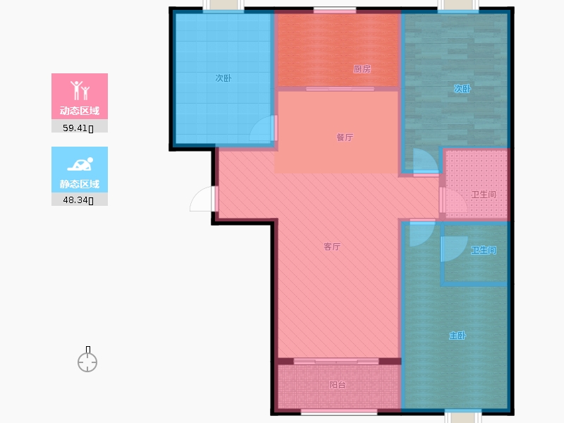 百島綠城3室2廳2衛(wèi)1廚131㎡動(dòng)靜分區(qū)圖