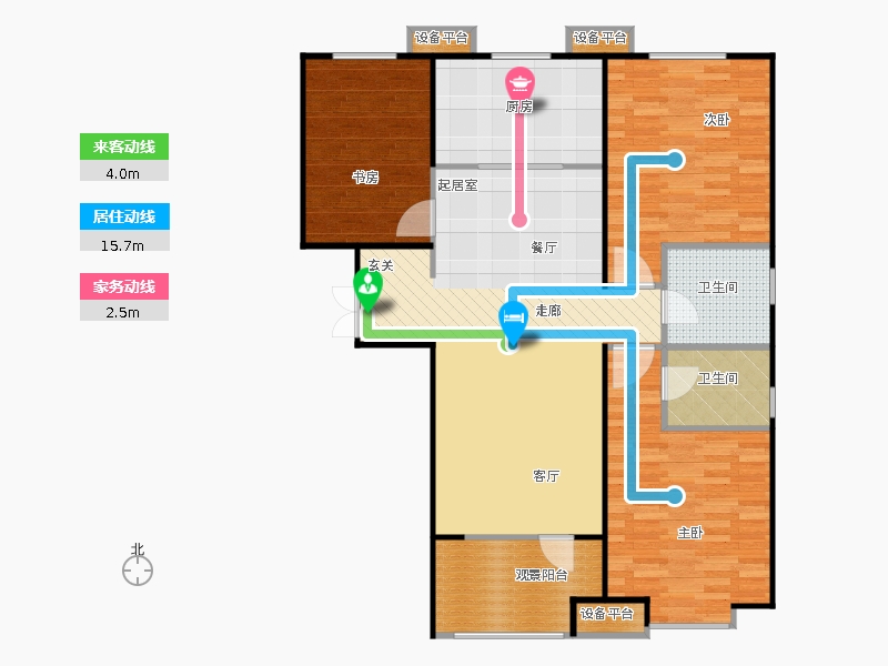 百島綠城3室2廳2衛(wèi)1廚138㎡動(dòng)線圖