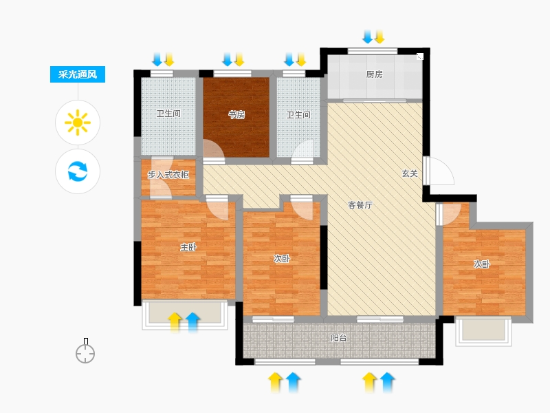 保利西悅春天4室2廳2衛(wèi)1廚147㎡采光通風圖