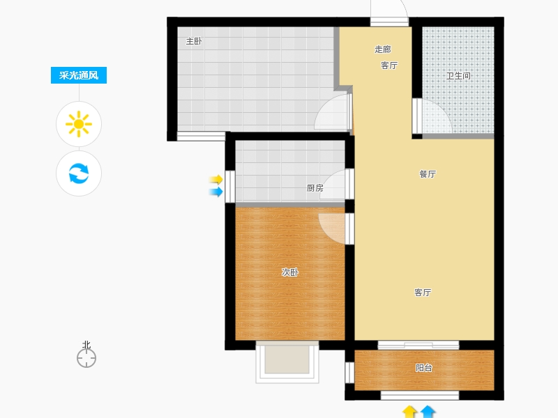 明瀚花香城2室1廳1衛(wèi)1廚81㎡采光通風圖