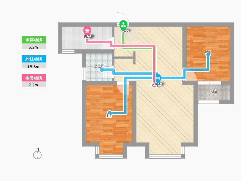 明瀚花香城2室2廳1衛(wèi)1廚92㎡動靜線圖