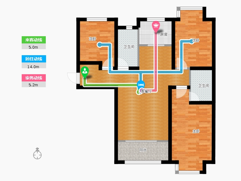 明瀚花香城3室2廳2衛(wèi)1廚119㎡動(dòng)靜線圖