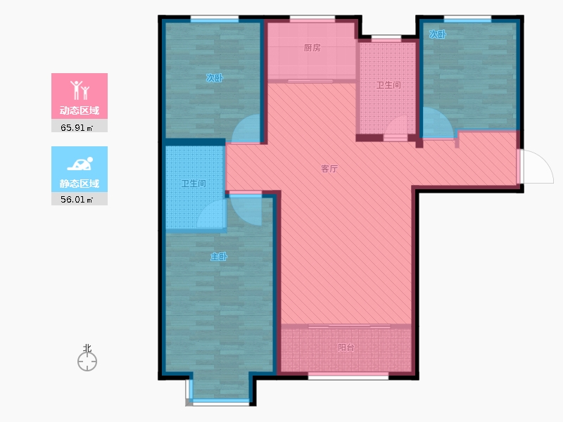 明瀚花香城3室1廳2衛(wèi)1廚152㎡動(dòng)靜分區(qū)圖