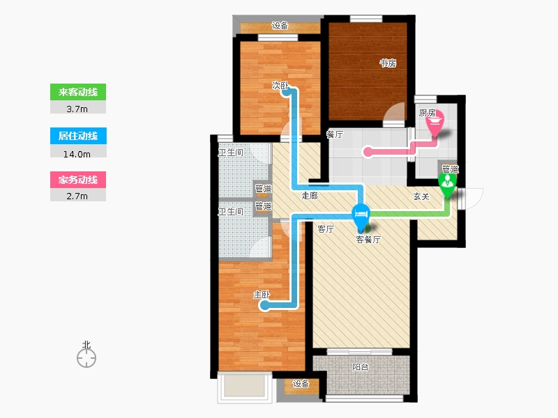 天下錦程3室1廳2衛(wèi)1廚112㎡動(dòng)靜線圖