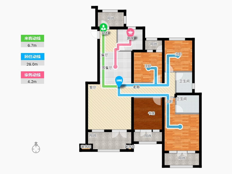 天下錦程4室1廳2衛(wèi)1廚171㎡動(dòng)靜線圖