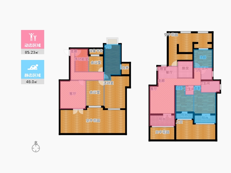天下錦程4室3廳3衛(wèi)1廚226㎡動靜分區(qū)圖