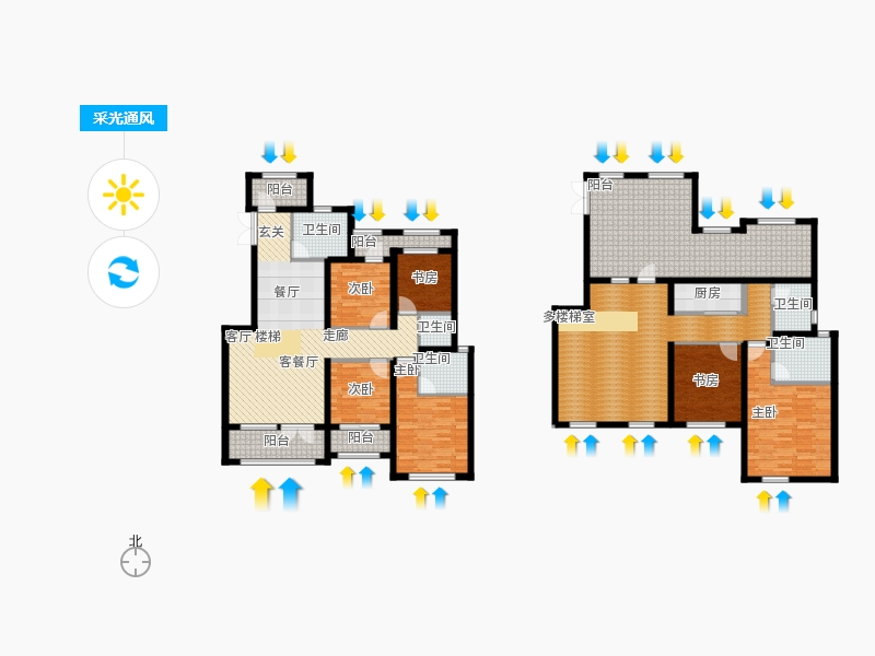天下錦程6室1廳5衛(wèi)1廚267㎡采光通風圖