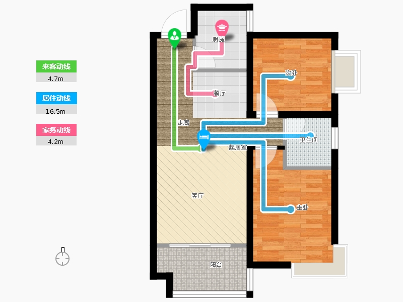 同祥城2室2廳1衛(wèi)1廚80㎡動線圖