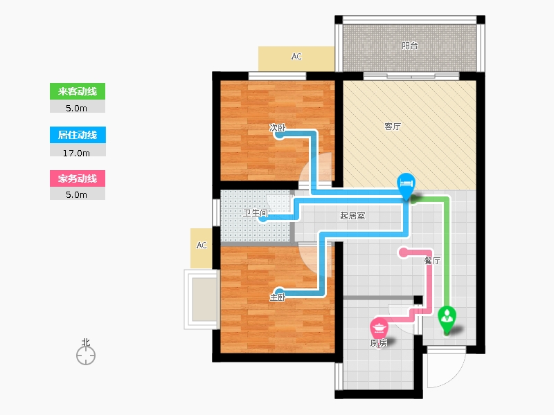 同祥城2室2廳1衛(wèi)1廚94㎡動線圖
