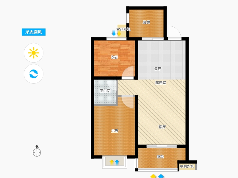 同祥城2室2廳1衛(wèi)1廚107㎡采光通風圖