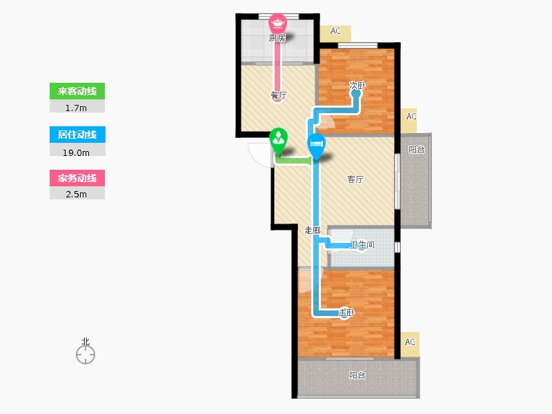 同祥城2室2廳1衛(wèi)1廚121㎡動(dòng)線圖