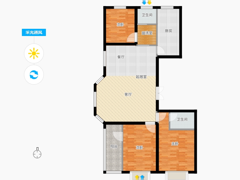 同祥城3室2廳2衛(wèi)1廚142㎡采光通風(fēng)圖