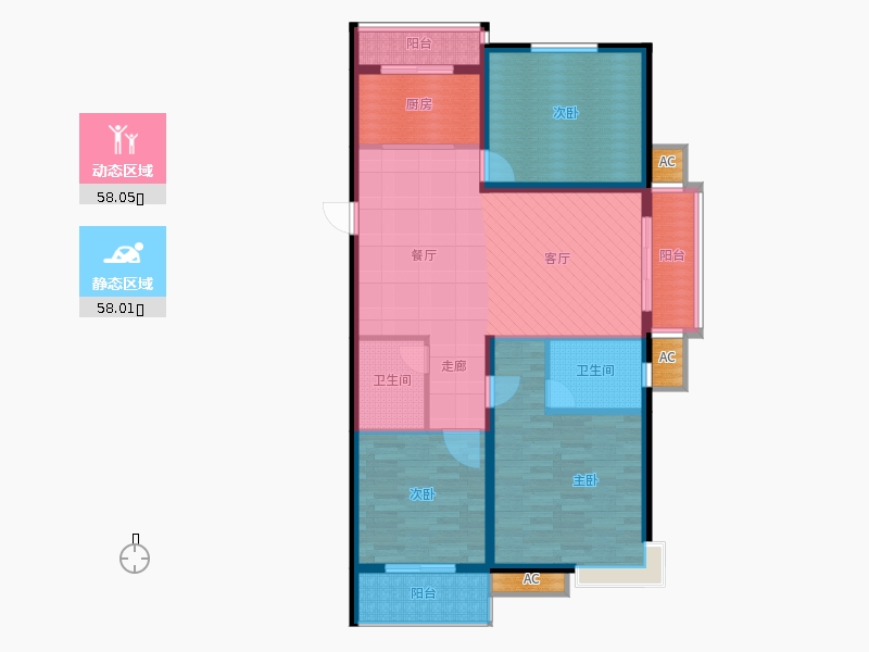 同祥城3室2廳2衛(wèi)1廚150㎡動靜分區(qū)圖