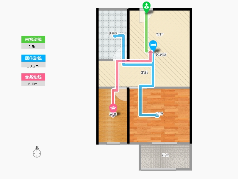 橡嶸灣1室1廳1衛(wèi)1廚57㎡動(dòng)線圖