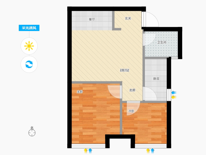 天寧小筑2室2廳1衛(wèi)1廚64㎡采光通風圖