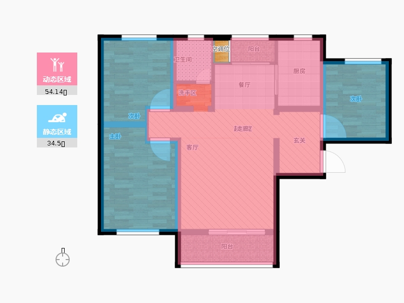 天寧小筑3室2廳1衛(wèi)1廚117㎡動(dòng)靜分區(qū)圖