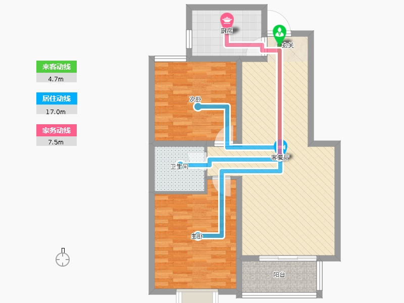鉑宮時(shí)代2室2廳1衛(wèi)1廚89.00㎡動(dòng)靜線(xiàn)圖